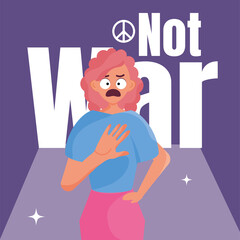 Isolated girl protesting Stop war concept Vector
