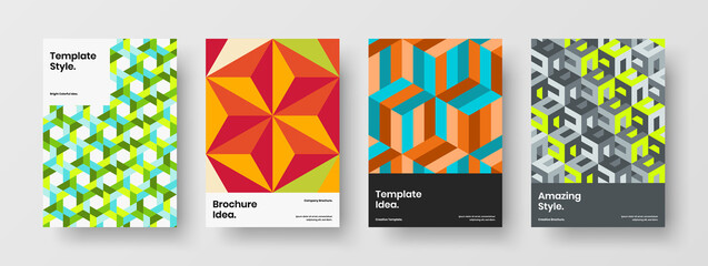 Obraz premium Trendy banner A4 design vector illustration bundle. Clean geometric shapes company identity template collection.