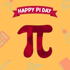 International pi day march 14 flat illustration