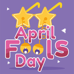 Glasses with hanging eyes April fool template Vector