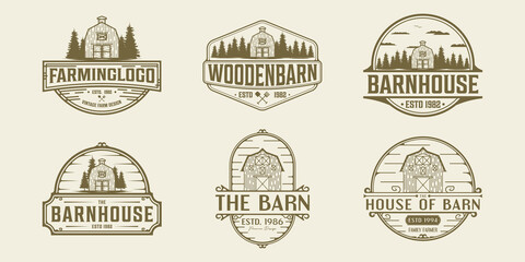 Set Bundle of Vintage Barn logo vector illustration © gocrerativestd