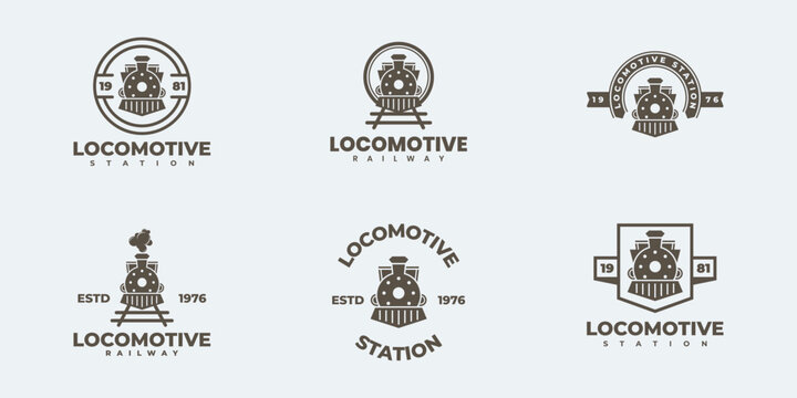 Set of locomotive logo vector illustration design, train logo template