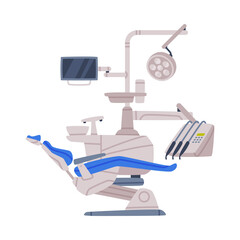 Dental Chair as Medical Equipment and Assistance Device Vector Illustration