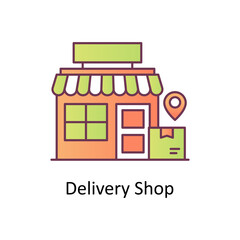 Delivery Shop vector Filled Outline Icon Design illustration. Logistics And Supply Chain Management Symbol on White background EPS 10 File