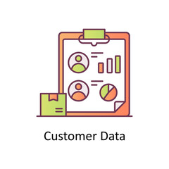 Customer Data vector Filled Outline Icon Design illustration. Logistics And Supply Chain Management Symbol on White background EPS 10 File