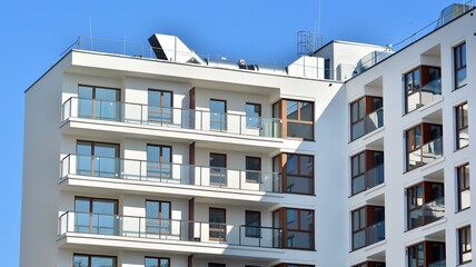 Modern elements in  contemporary  architecture.. Architectural details of a modern apartment building.