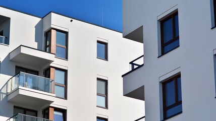 Modern elements in  contemporary  architecture.. Architectural details of a modern apartment building.