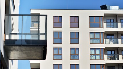 Modern elements in  contemporary  architecture.. Architectural details of a modern apartment building.