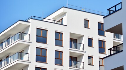 Modern elements in  contemporary  architecture.. Architectural details of a modern apartment building.