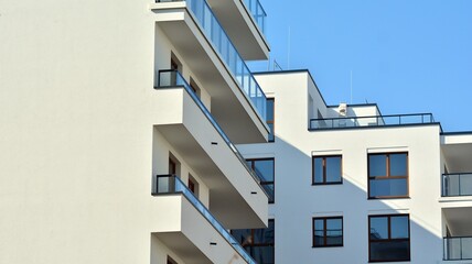 Modern elements in  contemporary  architecture.. Architectural details of a modern apartment building.