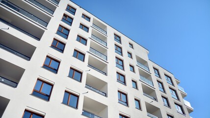Modern elements in  contemporary  architecture.. Architectural details of a modern apartment building.