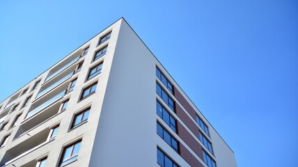 Modern elements in  contemporary  architecture.. Architectural details of a modern apartment building.