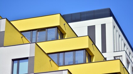 Modern elements in  contemporary  architecture.. Architectural details of a modern apartment building.