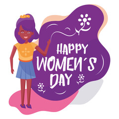 Isolated afroamerican girl Happy women day Vector