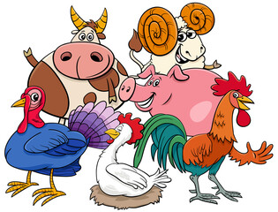 cartoon farm animals comic characters group