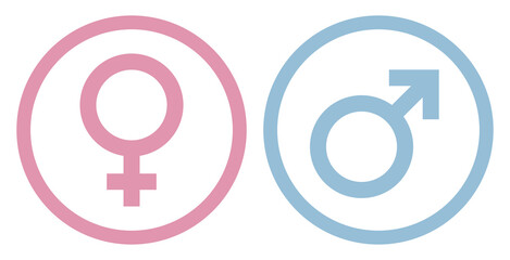 Kreise Weiblich & Männlich Kontur Rosa Hellblau