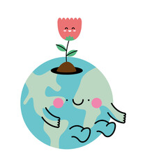 earth planet with flower