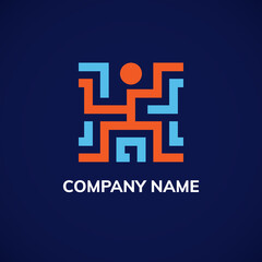 Abstract logo with human figure. Vector illustration