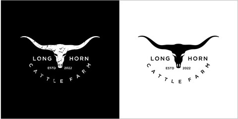 Long horn logo template vector vintage, inspiration design