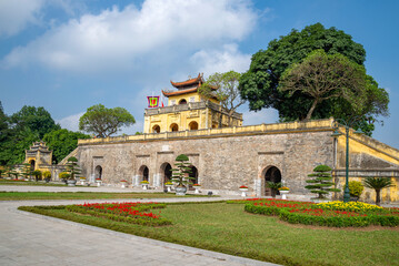 Fototapeta na wymiar The southern gate of the Doan Mon ancient city fortress of Thang Long. Hanoi, Vietnam