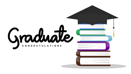 Graduated with book and cap in congratulations Class of 2022. Template design ,isolated on white background ,Vector illustration EPS 10