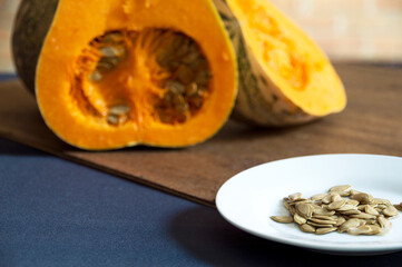 Small plate with pumpkin seeds