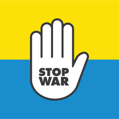 Stop war sign on hand icon.