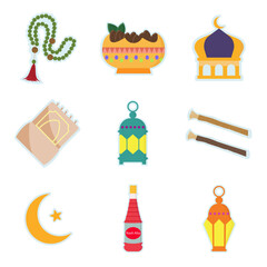 Ramadan Icons Flat Illustration