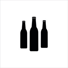 Three beer bottle icon circle background black color editable. Alcohol icon.