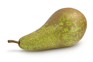 Green conference pear isolated on white background with clipping path and full depth of field