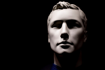 Mannequin of man. White head. Figure of man.
