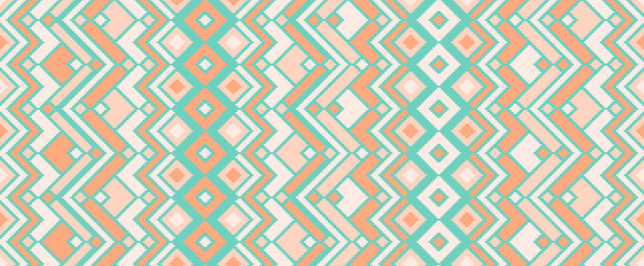 Asymmetric rhombus traditional motifs vector geometric pattern.