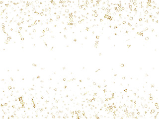 Memphis style geometric confetti background with triangle, circle, square, zigzag and wavy line