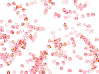 Pink gold tinsels confetti placer vector background. Wedding invitation card background. Bright shiny spangle elements party decor. Romantic bridal confetti texture.