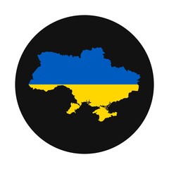 Ukraine map silhouette with flag on black background