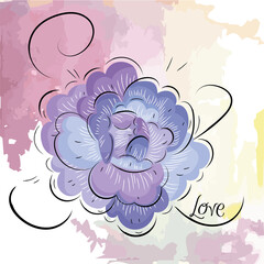 Isolated colored vintage flower Watercolor background Vector