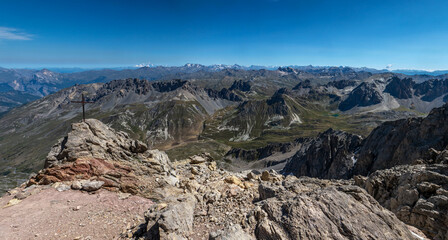 Vue depuis le Grand Galibier en été  , Massif des Cerces , Hautes-Alpes , France