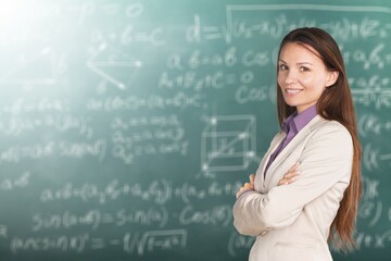 Mature female teacher. Concept of online class