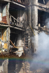 War in Ukraine. Damaged residential building in Kyiv