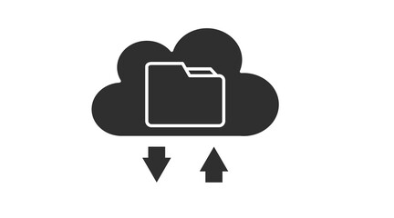 File Cloud Icon. Vector isolated editable illustration of a cloud with a folder and arrows
