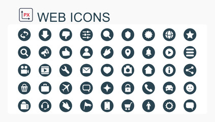 A set of flat vector web icons. Editable, isolated.