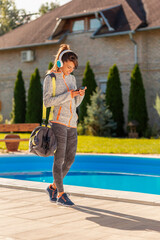 Woman getting ready for workout session