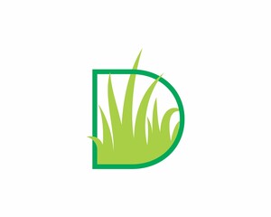 Letter D with Grass Logo Vector 002