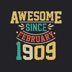 Awesome Since February 1909. Born in February 1909 Retro Vintage Birthday