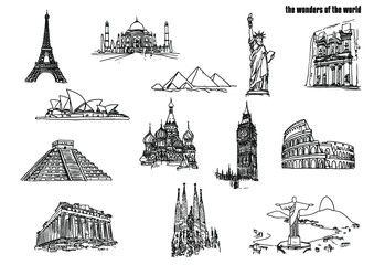 Wonder of world landmarks and monuments