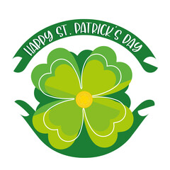 Isolated green clover happy saint patrick day banner Vector