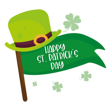 Flag with text and elvish hat Saint patrick day image Vector