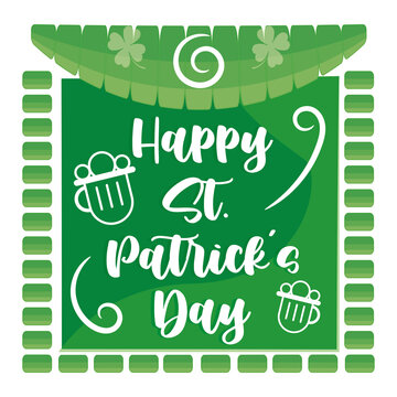 Green banner with text and beer icons Saint patrick day image Vector