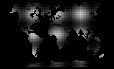 Fototapeta premium Vector. Information graphics. The world map is divided into six perforated continents, consisting of stars: North America, South America, Africa, Europe, Asia and Australia, Oceania. No inscriptions.