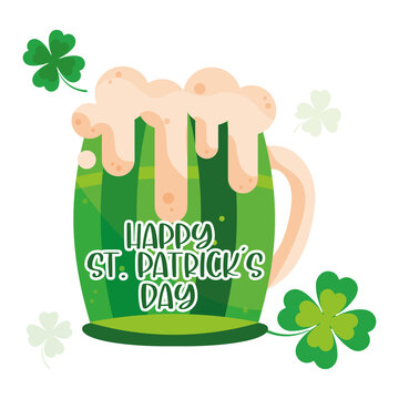 Isolated green beer glass Saint patrick day image Vector